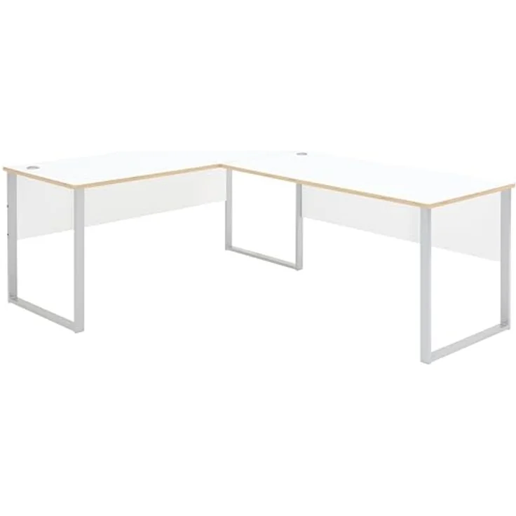 Eckschreibtisch >Memphis< in Weiß / Artisan / silber - 223x77x170 (BxHxT) – Bild 4