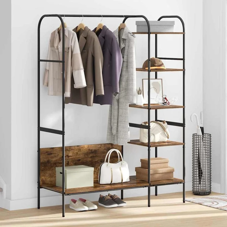 vidaXL Kleiderständer mit Regal Braun Eichen-Optik 120 x 44 x 160 cm 868447 – Bild 3