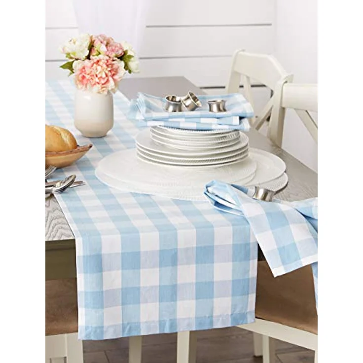 DII Buffalo Check Collection Tischläufer, 35,5x182,9 cm, Hellblau/Weiß – Bild 8