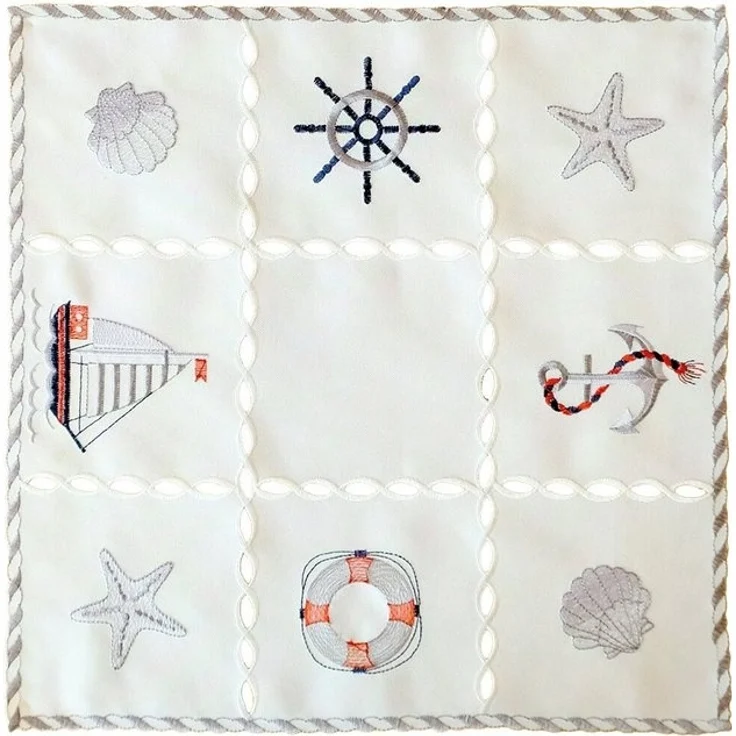 matches21 HOME & HOBBY Tischdecke Tischdeckchen NINA maritime Stickerei & Cutouts Polyester 40 x 40 cm (1-tlg), Pflegeleicht & waschbar bei 30 °C – Bild 2