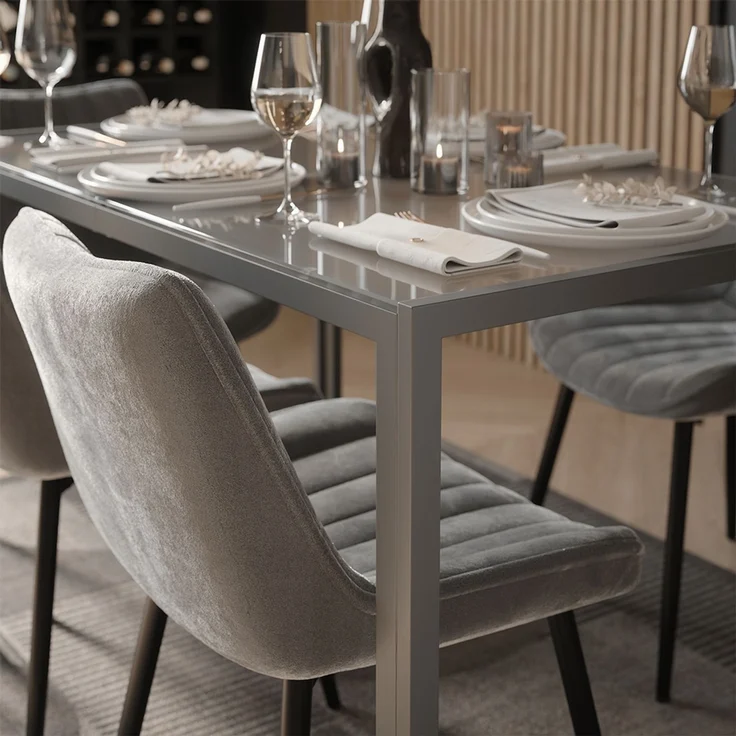 Esstisch Set Grand Grau 120 x 70 cm mit 4 Stühlen (Grau) Vicco – Bild 4