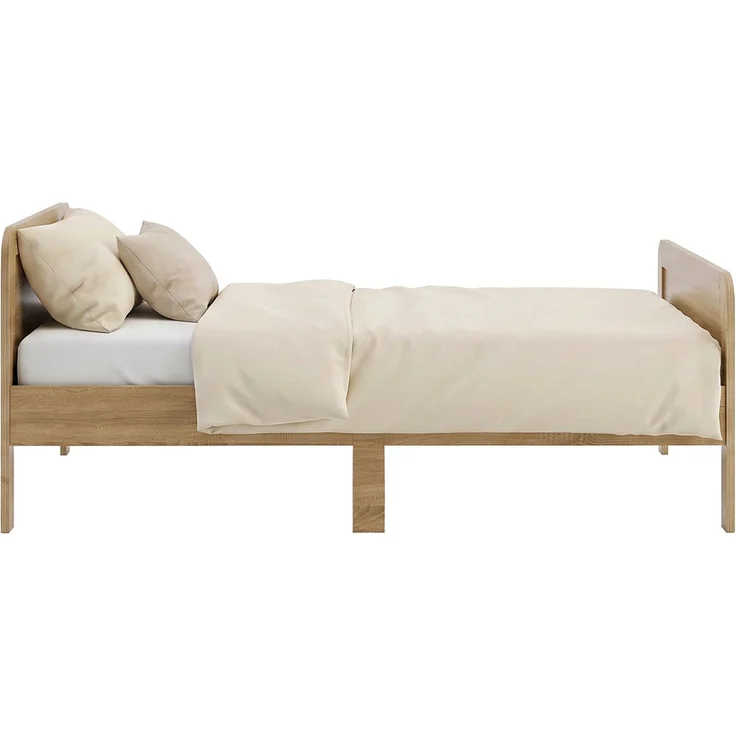 Komfortbett 120x200 mit Lattenrost Seniorenbett Höhenverstellbar Holzbett Eiche Einzelbett Hohes Bett Bettgestell – Bild 8