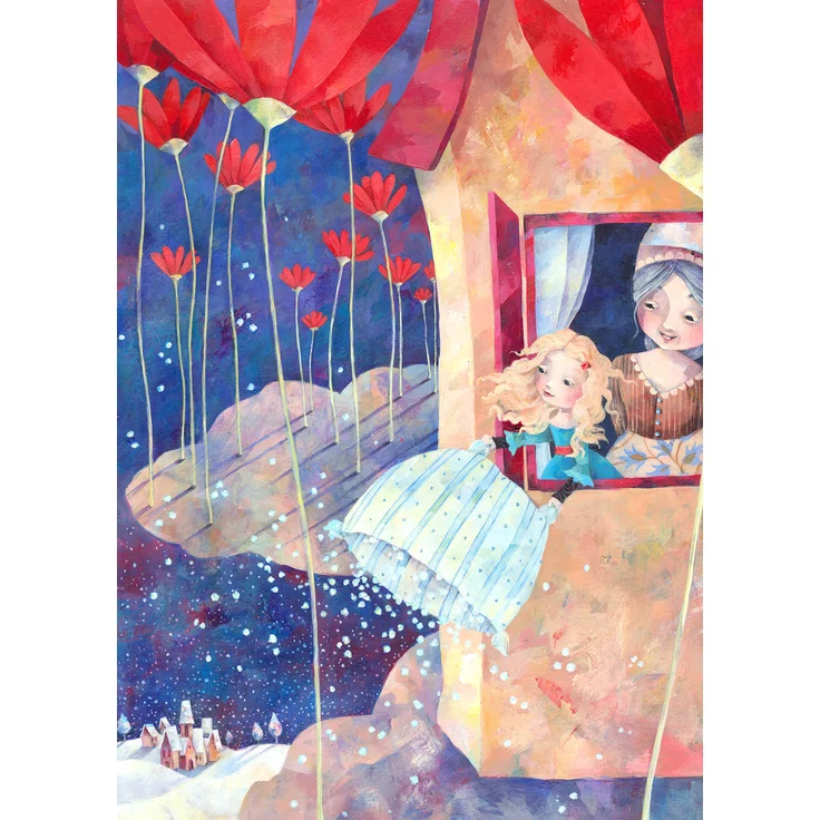 Leinwandbild Kinderzimmer Blau Rot Beige 50x70 DD123197 Keilrahmenbild Wandbild – Bild 1