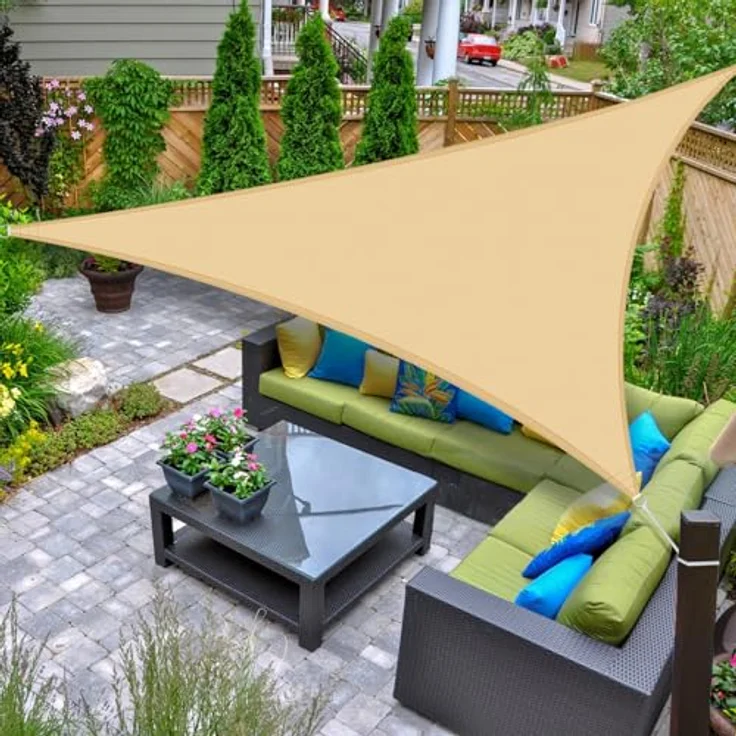 AXT SHADE Sonnensegel Wasserdicht Dreieckig 3,6 x 3,6 x 3,6 m Wetterschutz Sonnenschutz PES Polyester mit UV Schutz für Terrasse Balkon Garten-Sand(Wir Machen Sondergrößen) – Bild 2