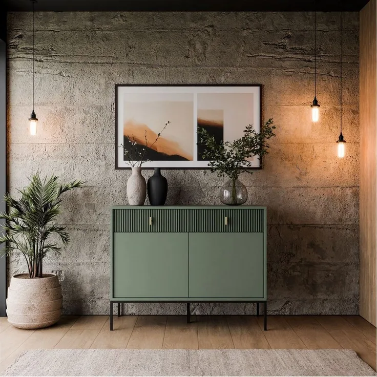 Lookway Kommode MIDNIGHT 2D2S mit zwei Schubladen auf Gestell