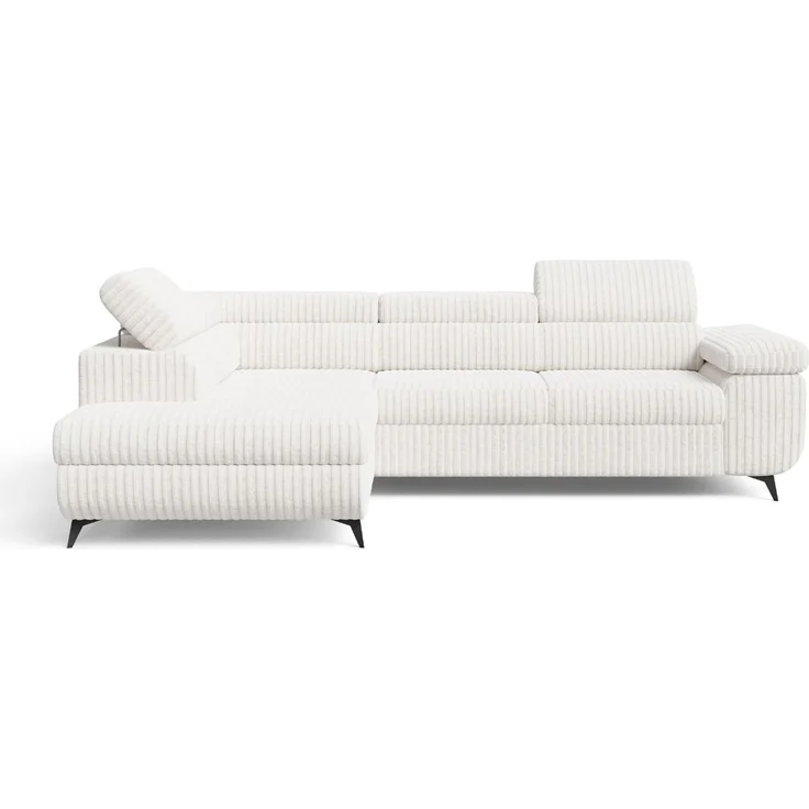 GRAINGOLD Ecksofa ARGON mit Bettfunktion, Bettkasten, Einstellbaren Kopfstützen, Cord-Stoff, Creme, Rechts – Bild 2