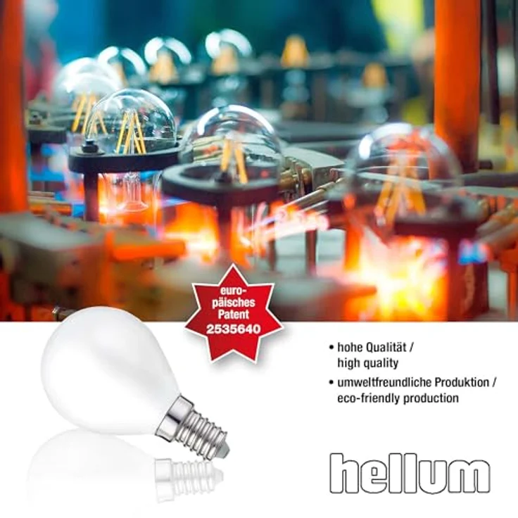 hellum E14 LED Glühbirne, G45 LED Lampe 4,5W als Ersatz Leuchtmittel für 40-Watt Glühbirne, LED E14 warmweiß mit 2700 Kelvin, 470 Lumen LED Filament Matt, 10 Stück 220384 – Bild 6