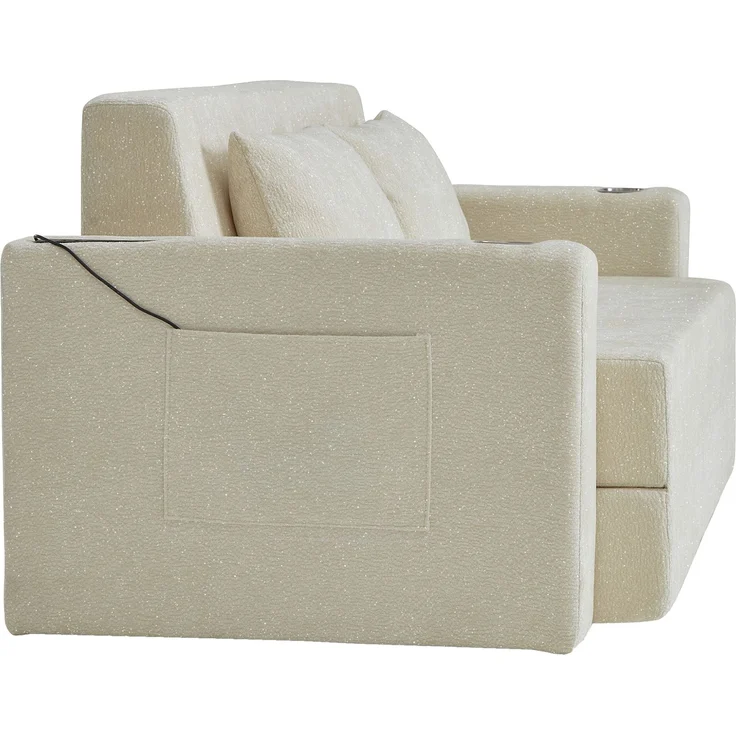 ZUBALIYA SchlafSofa mit USB - Anschluss, mit Chenille - Bezug, mit Samtbezug, mit breiten Armlehnen, mit Schaumstoffpolsterung – Bild 7