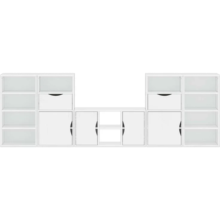 vidaXL 5-tlg. Wohnwand mit Stauraum ODDA Weiß Massivholz Kiefer 3365371 – Bild 8