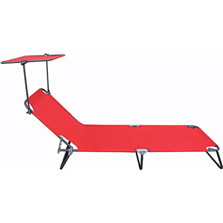 Ambia Garden Dreibeinliege, Rot, wetterfest, verstellbares Dach, klappbar, verstellbare Rückenlehne, 55x24x185 cm, Gartenmöbel – Bild 4