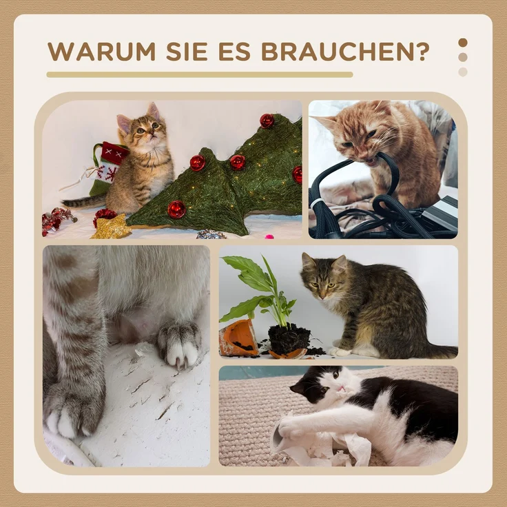 Kratzbaum mit waschbarem Katzenbett, Katzenbaum mit Katzentoilette, Spielzeug, Hellgrau, 48x48x85cm--Hellgrau--48x48x80cm--YOUDENOVA – Bild 6
