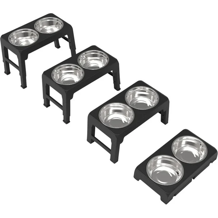 Estexo Hundenapf höhenverstellbar, Edelstahl / Kunststoff silber / schwarz, 44 x 24 x 8 cm – Bild 1