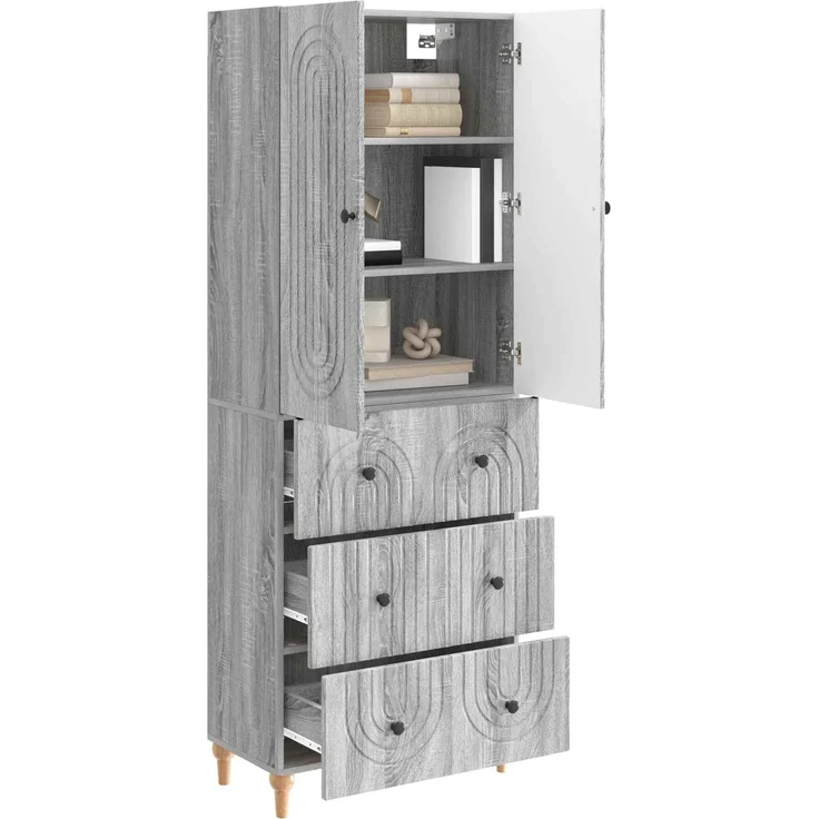 vidaXL Schrankset 2 pcs Grau Sonoma 66 x 34,5 x 90 cm Holzwerkstoff 3416463 – Bild 2