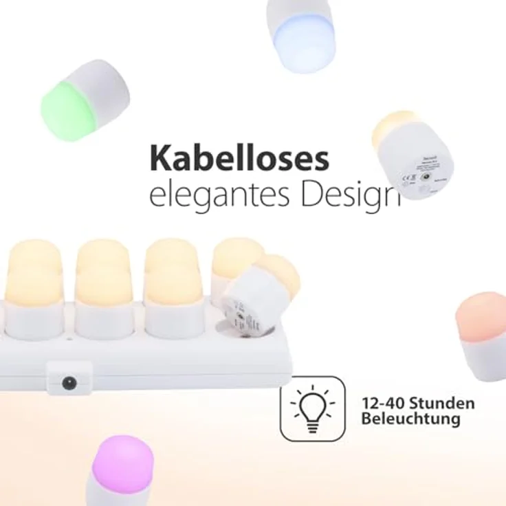 SECURIT – Wiederaufladbares LED-Teelicht-Set Amsterdam RGB – Kabellos – Magnetisch – Für Bar, Café, Restaurant – 13 Farben – 12 Kerzen, Fernbedienung, Basis, Ladekabel inklusive – Bild 3