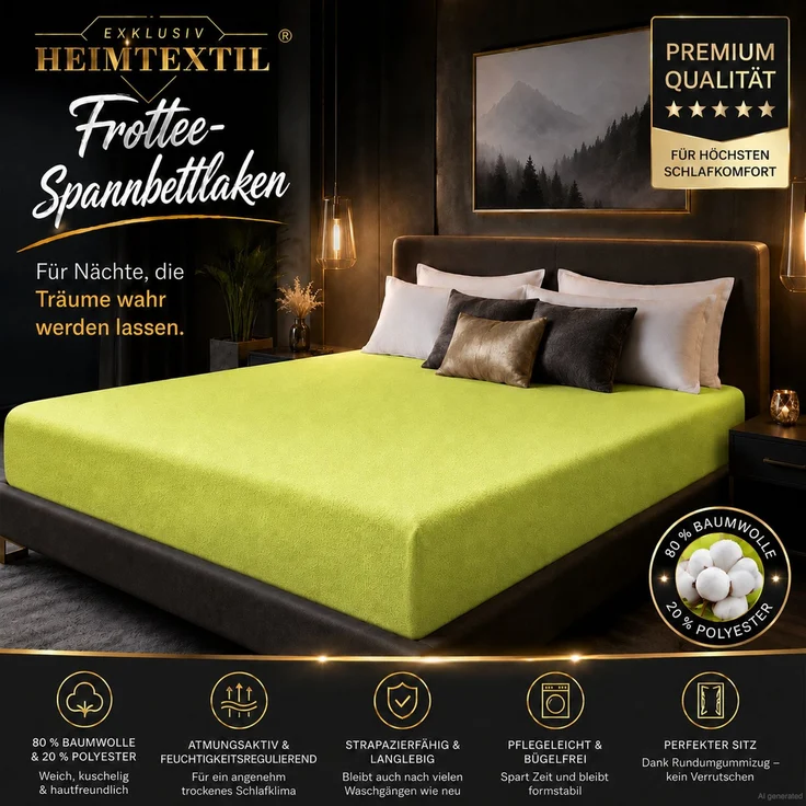 Frottee Spannbettlaken Doppelpack 90 - 100 x 200 cm Apfelgrün – Bild 2