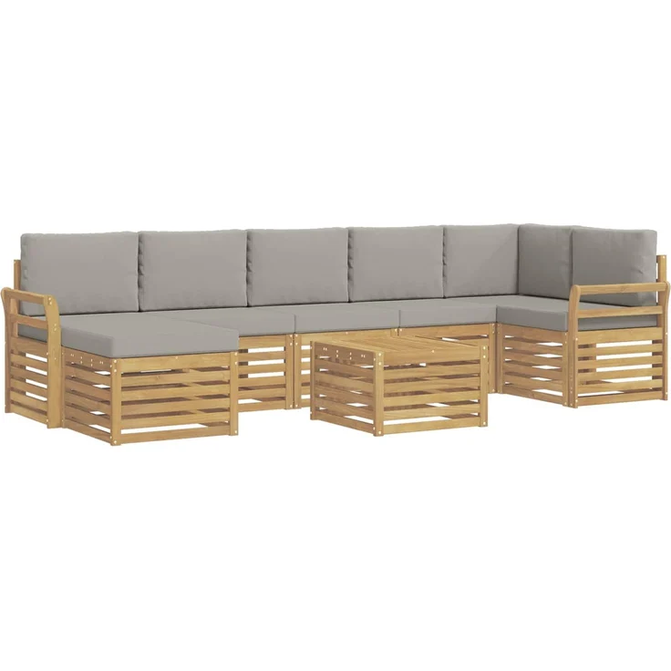vidaXL Outdoor-Sofagarnitur 8 stk. 8-Sitzer Weiß und Hellgrau 3392236 – Bild 2