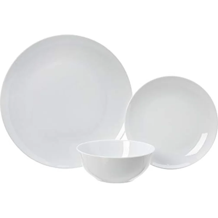 AmazonBasics Geschirrservice, 18-teilig, Weißes Porzellan Coupe, für 6 Personen – Bild 5