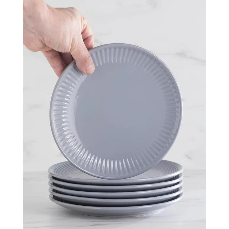 Steingut Geschirrset 6 Personen Hygge 18 tlg. TESTSIEGER, Traumhaftes Skandinavisches Steingut Geschirr Set, Schüssel- und Teller Set, Tafelservice 6 Personen, Geschirrsets Pure Living in Graublau – Bild 7