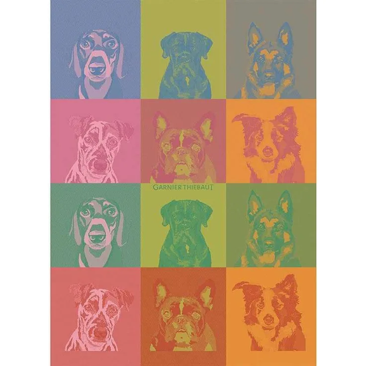 Garnier-Thiebaut Geschirrtuch Chiens Pop 56x77 Cm 100% Gekämmte Baumwolle