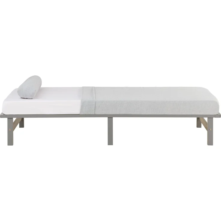 Holzbett 90x200 mit Matratze Holzbettrahmen Grau Palettenbett Einzelbett Bett Massiv Holz Bettgestell – Bild 4