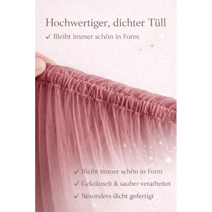 Baby Fancyroom Betthimmel Premium Hausbett Himmel aus Tüll, Betthimmel für Kinderbett, Baldachin, gekräuselt – Bild 4