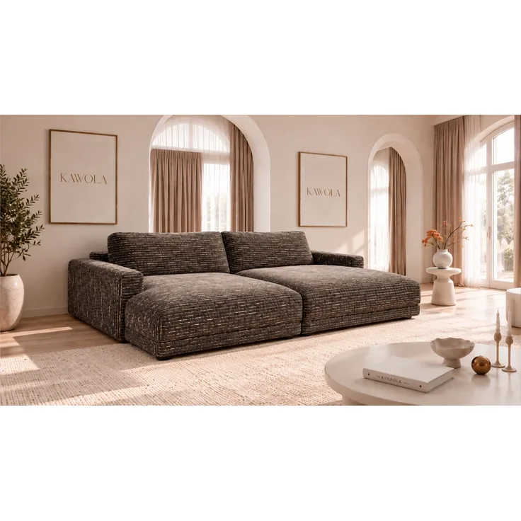 KAWOLA Big Sofa MARLIN Stoff braun 80 x 168 x 262 cm