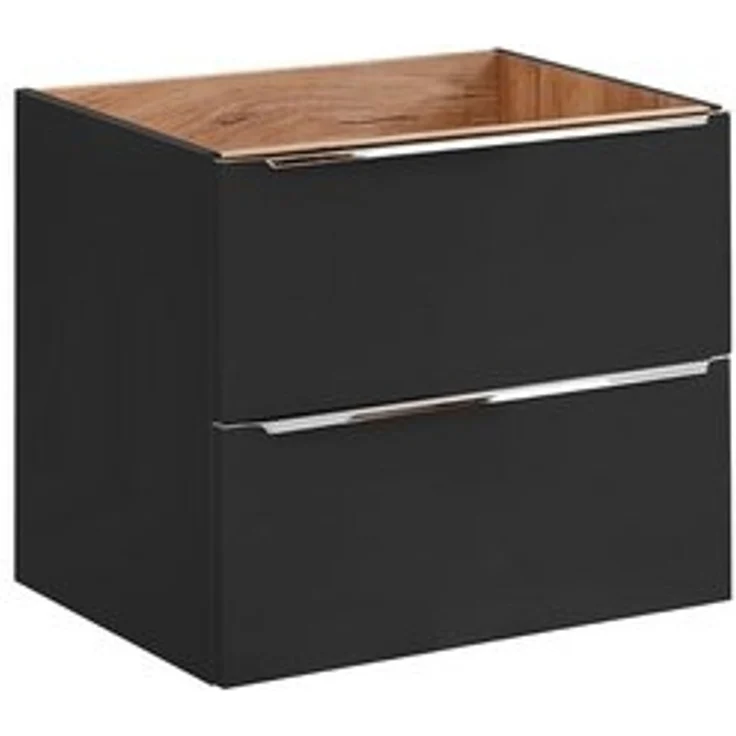 Waschtischunterschrank 60cm TOSKANA-BLACK-56 in seidenmatt anthrazit B/H/T ca. 60/57/46cm – Bild 5