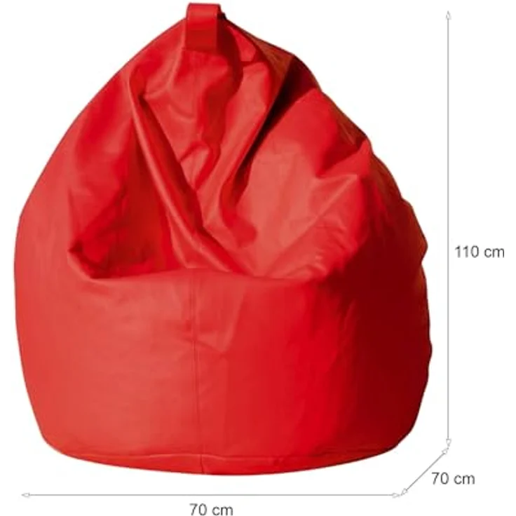 Dmora Eleganter Sitzsack, rote Farbe, Maße 80 x 120 x 80 cm – Bild 2
