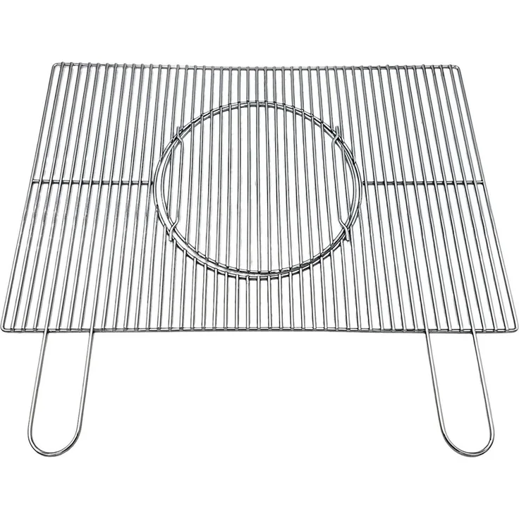 Grillrost mit herausnehmbarem Innenteil verchromt 69,5x46 cm Grillgitter Multifunktionsrost Grillzubehör flexibel einsetzbar für Wok, Pizzastein & mehr BBQ
