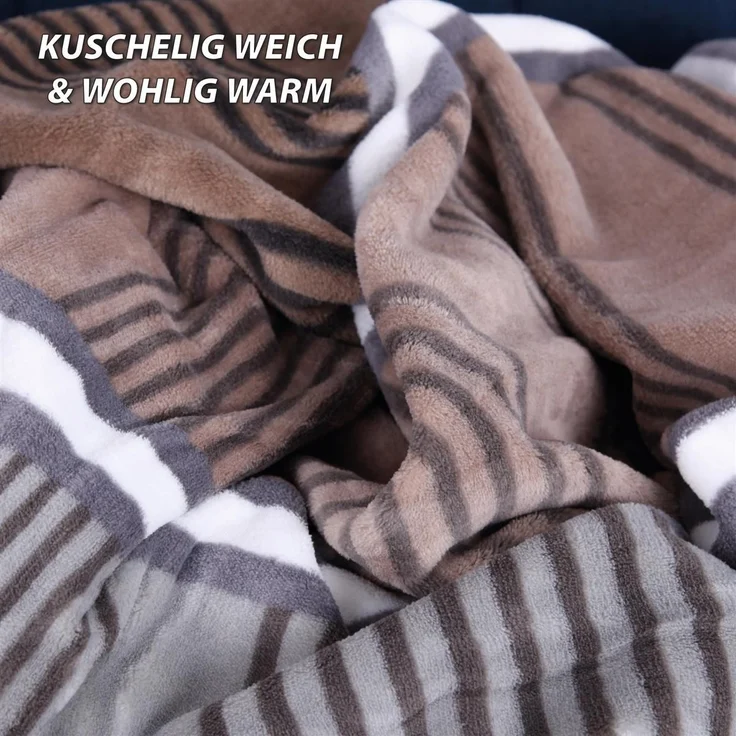 Mikrofaser Flauschdecke 150x200cm - Ornament Streifen 150x200cm – Bild 4