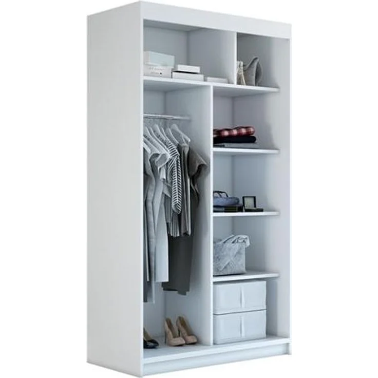 Schwebetürenschrank NEO 2-türig Schrank 120 cm (mit Spiegel) Farbe: Schwarz , weiß – Bild 3