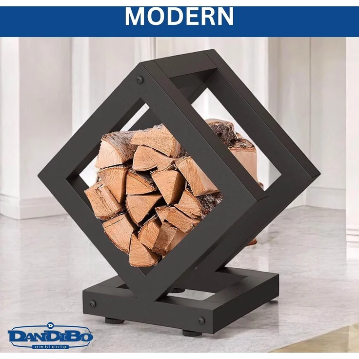 DanDiBo Kaminholzregal Innen Metall Schwarz Würfel Quadratisch 96606 Brennholzregal Holzaufbewahrung Kaminholzständer Feuerholzregal – Bild 6