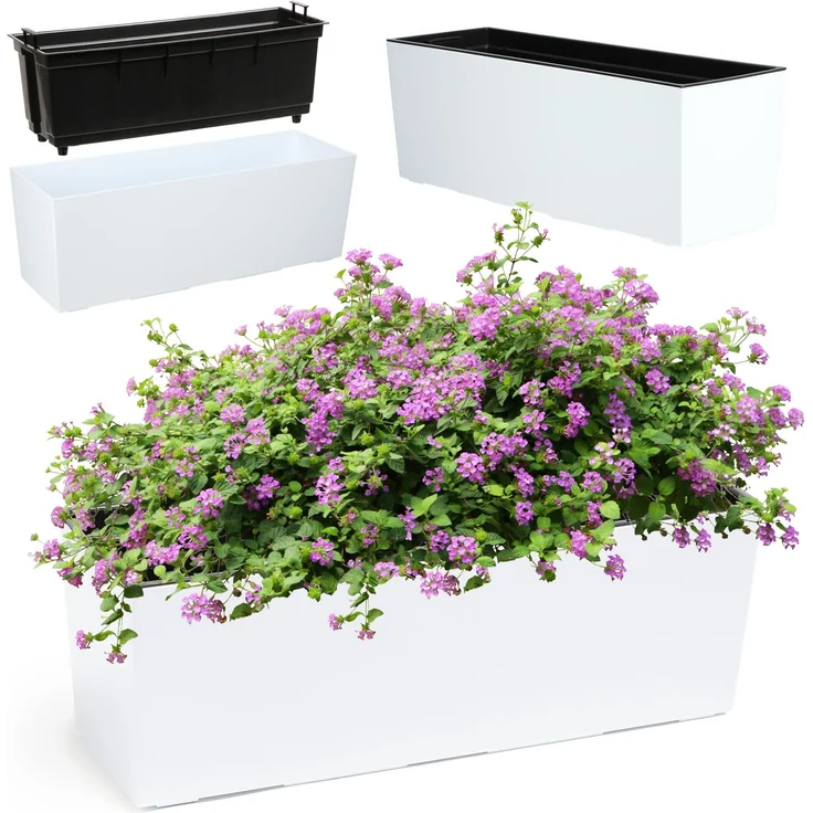 KADAX Blumentopf Balkonkasten + Einsatz 19x56cm Weiß – Bild 1