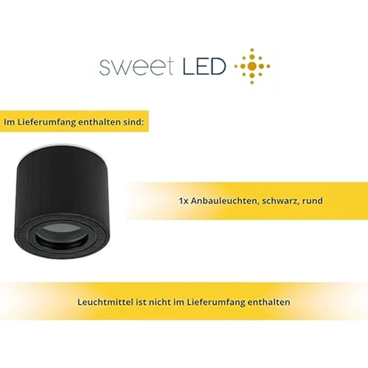 Sweet Led Aufbauspot IP44 flach Schwarz Rund – GU10 Deckenstrahler 230V für Bad & Küche – Feuchtraum geeignet – ohne Leuchtmittel – Bild 5