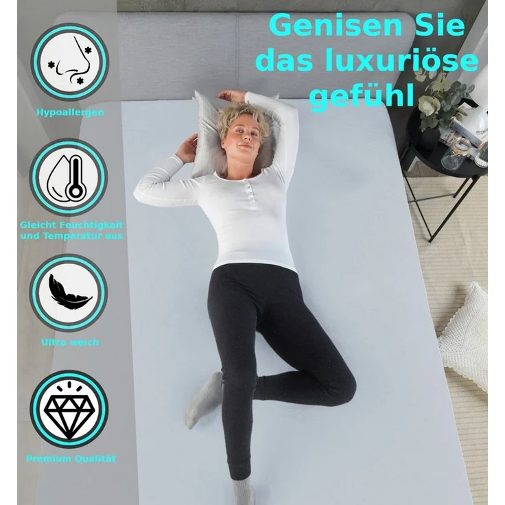 Malika Spannbettlaken Warme Spannbettlaken Cashmere-Touch Bettlaken Fleece Spannbetttuch, Mikrofaser, Gummizug: rundum Gummizug, (2 Stück) – Bild 2