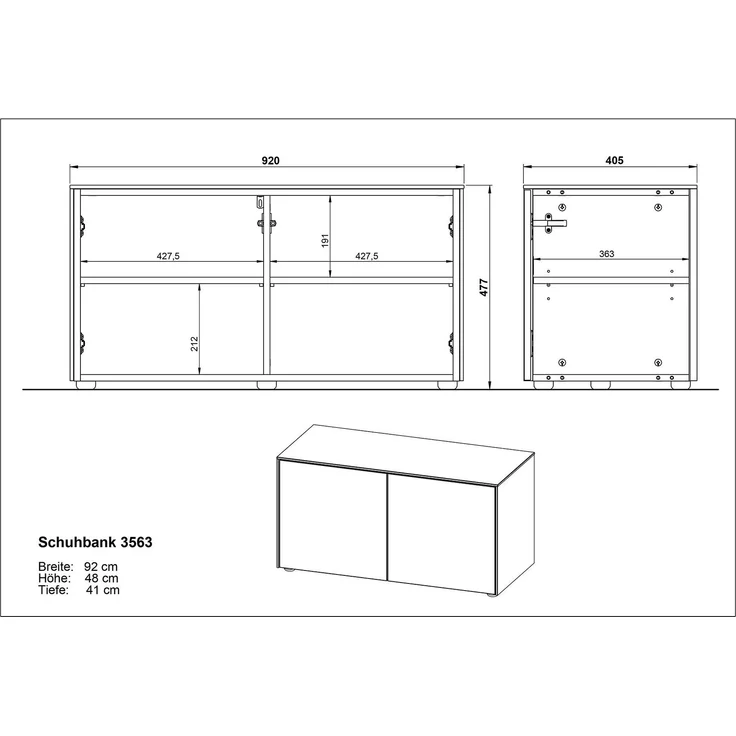 Schuhbank Luna / GW-Lomena, Holzwerkstoff, Grau, 92 x 48 x 41 cm – Bild 8