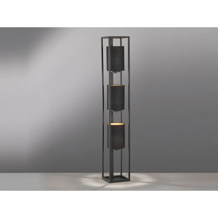 Fischer & Honsel 40459 Stehleuchte Spenzer 3-flammig sandschwarz goldfarben E27 – Bild 3