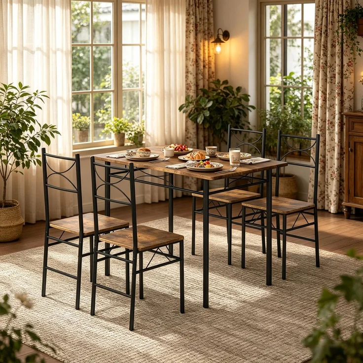 Moderne Essmöbel-Set,Modernes Design Esszimmer-Tisch und Essstühle,Balkon Essmöbel Set,Bistro Essmöbel Set(nur mit Esstisch und die Essstühle) – Bild 3