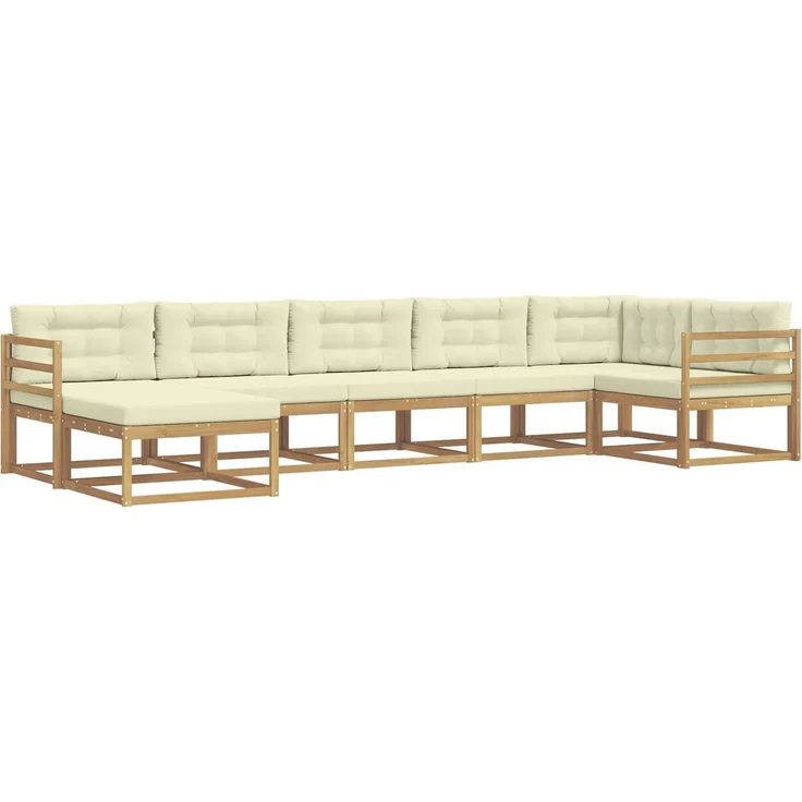 vidaXL Outdoor-Sofagarnitur 7 stk. 7-Sitzer Weiß und Creme 3386744 – Bild 2