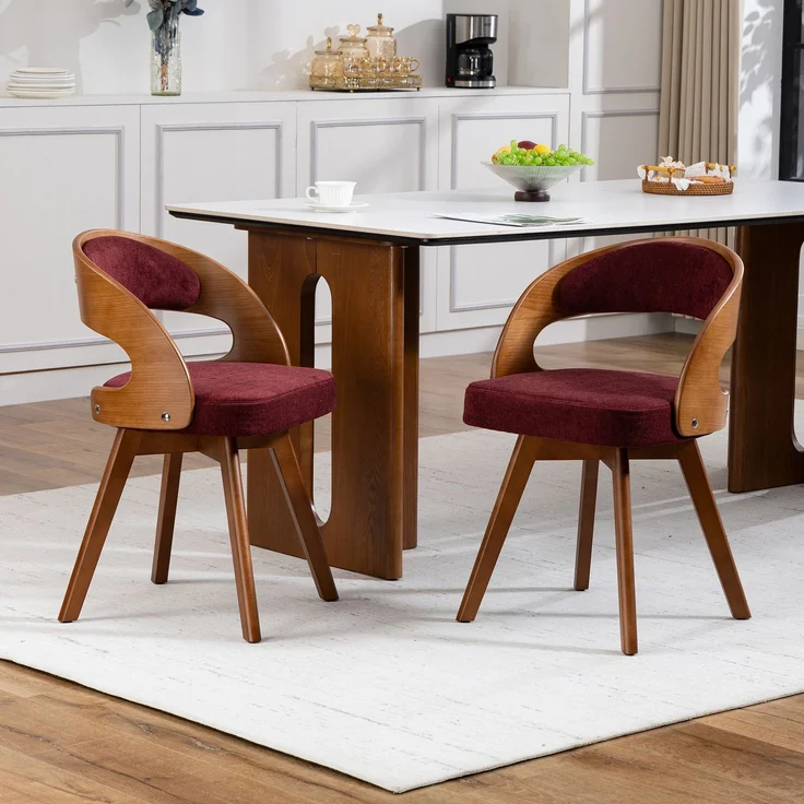LVHOM Esszimmerstuhl 360° drehbar, 2er Set, Polsterstuhl aus Leinen und Massivholz, Küchenstuhl gepolstert, ergonomischer Schalenstuhl mit Armlehne, bis 150 kg – Bild 9