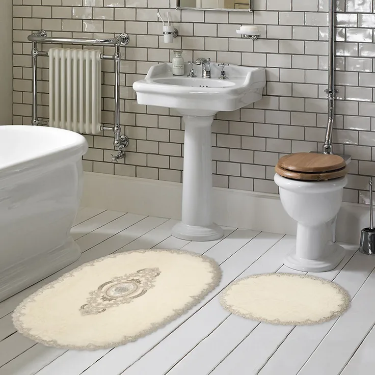 Mijolnir 'Selonya Oval - Cream' Badematten-Set (2-teilig), Creme
