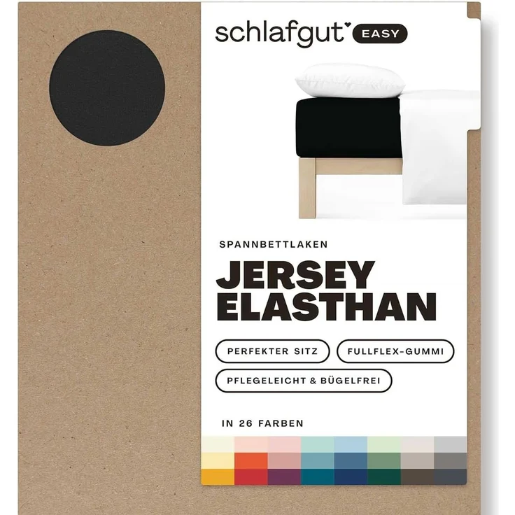 Adam Matheis Spannbettlaken EASY Jersey BL 160x200 cm schwarz Spannbetttuch Bettlaken Spannlaken – Bild 1
