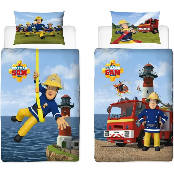 Feuerwehrmann Sam Baby-Bettwäsche für Kleinkinder 100x135 + 60x40 cm HAVOC aus 100% Baumwolle