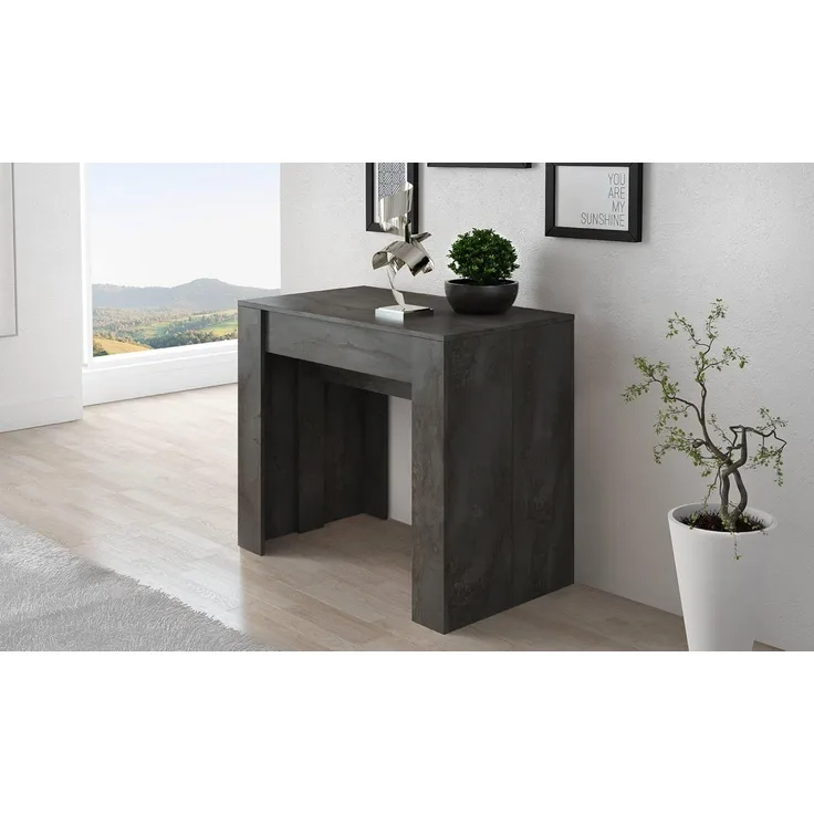 Dmora - Ausziehbare Konsole Maclodio, verwandelbar in Esstisch, platzsparend und ausziehbar bis 237 cm, 90-237 x 76,6 x 90 cm, Anthrazit