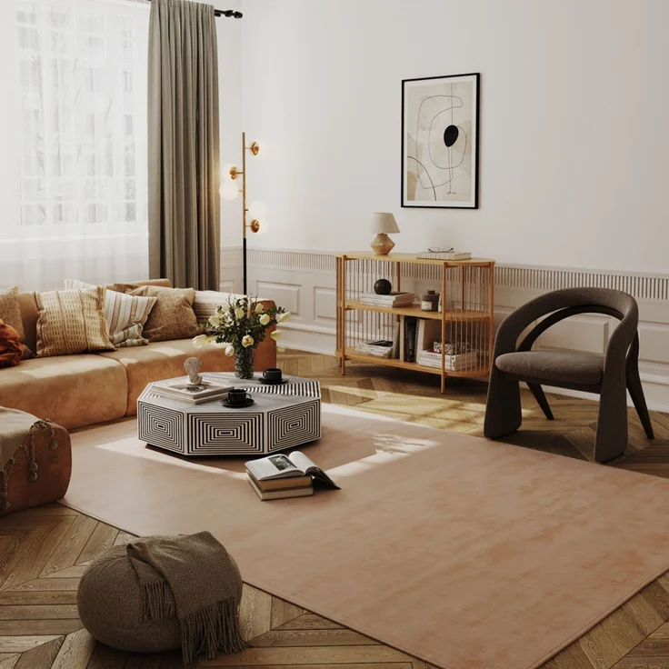 Gabbeh Teppich - Softy - Uni 200 x 80 cm - braun - läufer – Bild 4