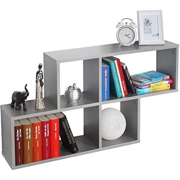 Wandregal 100 x 53 x 20 cm grau – Hängeregal Schweberegal RICOO WM051-PL
