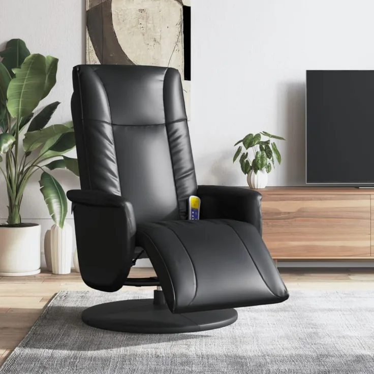 vidaXL Massagesessel mit Fußteil Schwarz Kunstleder 356517