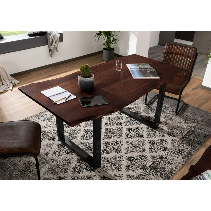 Baumtisch Akazie 220x100x76 braun Beine anthrazit glänzend FREEFORM 3 – Bild 8