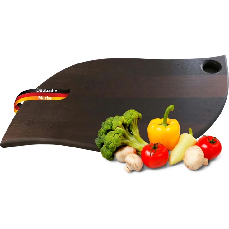 DELUKE® Schneidebrett Holz groß OLLI [MIT GRIFF] - 39x18cm Birkenholz Brett | Holzbrett Küchenbrett Servierbrett – Bild 7