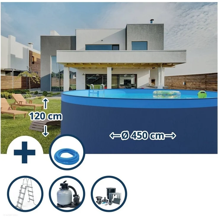Waterman Rundpool Stahlwandpool Set (5-teilig) rund 450x120 cm, Stah (Komplett-Set), verzinkte Stahlwand – Bild 5